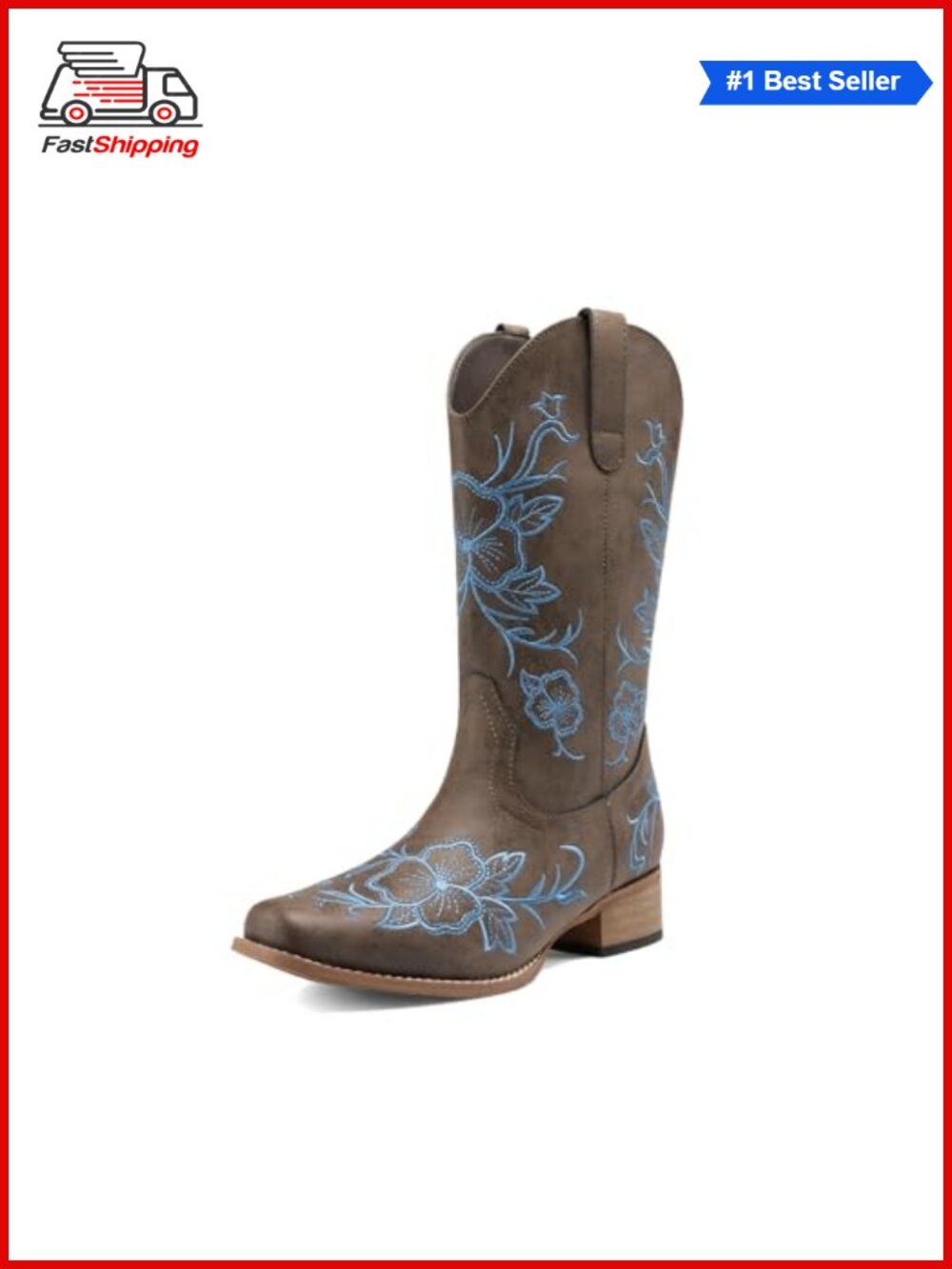 ✨DREAM PAIRS Women's Cowboy Cowgirl Mid Calf Boots Faux Leather Western